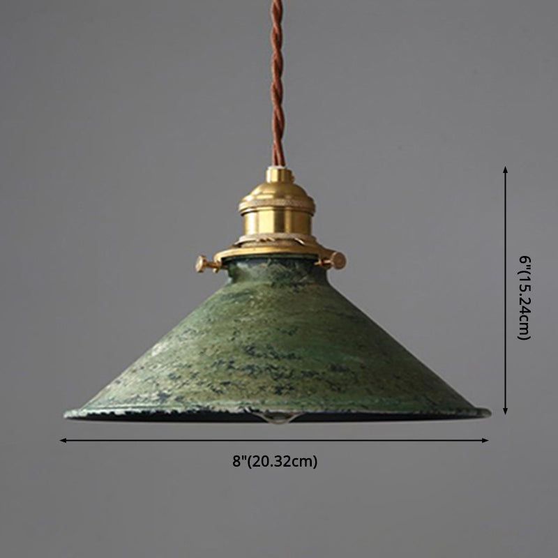 Taavita Industrial Wrought Iron Pendant Light 1 Light Metal Railroad Shade Lighting Feature in Aged Rust Finish