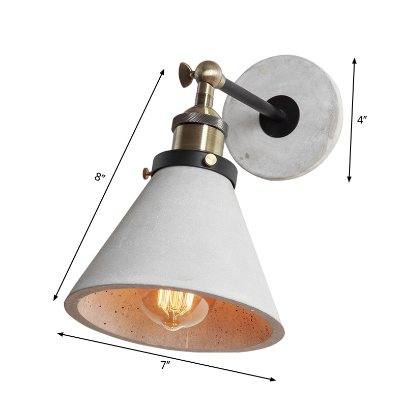 Taavita Cone/Cylinder/Bowl Bedroom Wall Mounted Light Grey Cement 1 Head Industrial Style Angle Adjustable Wall Sconce