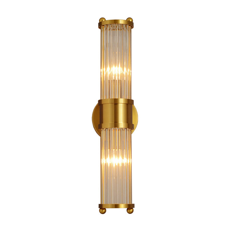 Taavita Interior Lighting Wall Mount Lamp 2 Heads Crystal LED Bathroom Vanity Lights in Brass Finish