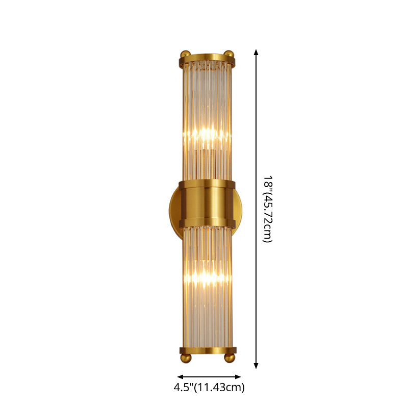 Taavita Interior Lighting Wall Mount Lamp 2 Heads Crystal LED Bathroom Vanity Lights in Brass Finish