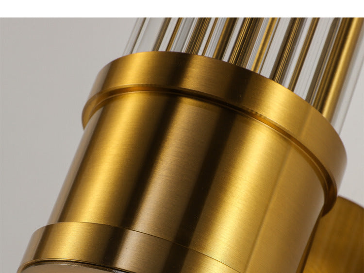Taavita Interior Lighting Wall Mount Lamp 2 Heads Crystal LED Bathroom Vanity Lights in Brass Finish