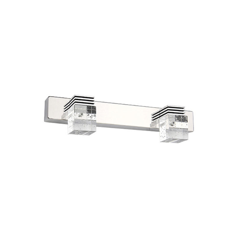 Stainless Steel Vanity Light Fixture Modern Style Bubble Crystal Shade Bathroom Wall Lighting Clearhalo 'Vanity Lights' 'Wall Lights' Lighting' 2617069