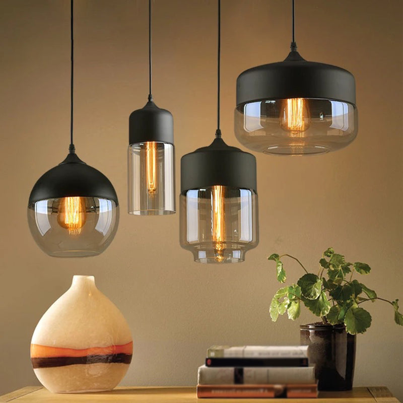 Taavita Pendant Light Retro Industrial Style Clear Amber Glass Pendant Ceiling Lights for the Restaurant