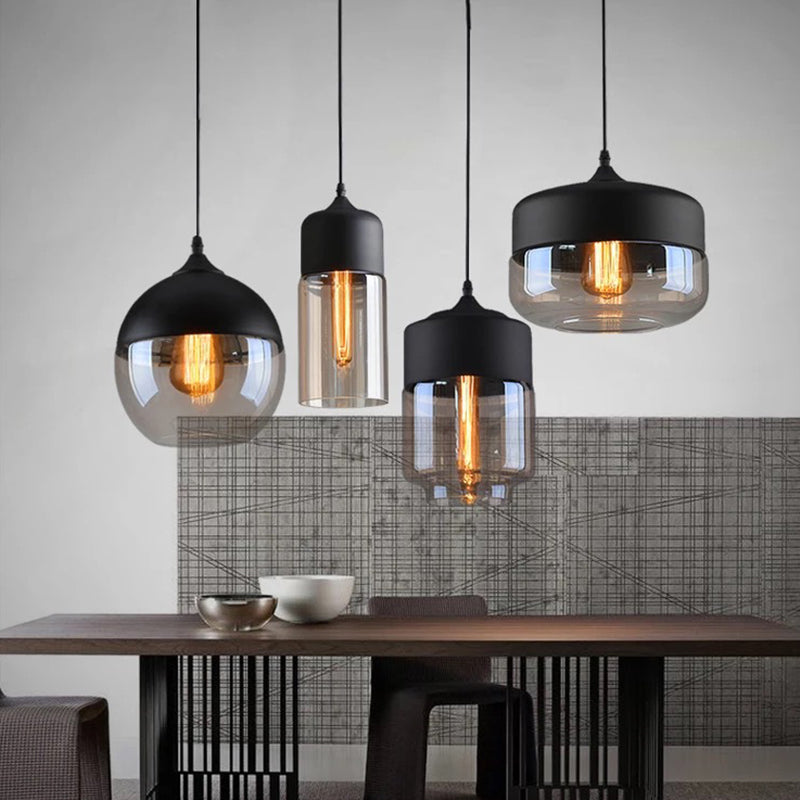 Taavita Pendant Light Retro Industrial Style Clear Amber Glass Pendant Ceiling Lights for the Restaurant