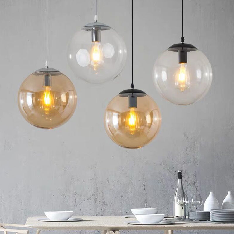 Taavita 1 Light Round Hanging Ceiling Light - Industrial Style Glass Hanging Light Fixtures for Restaurant
