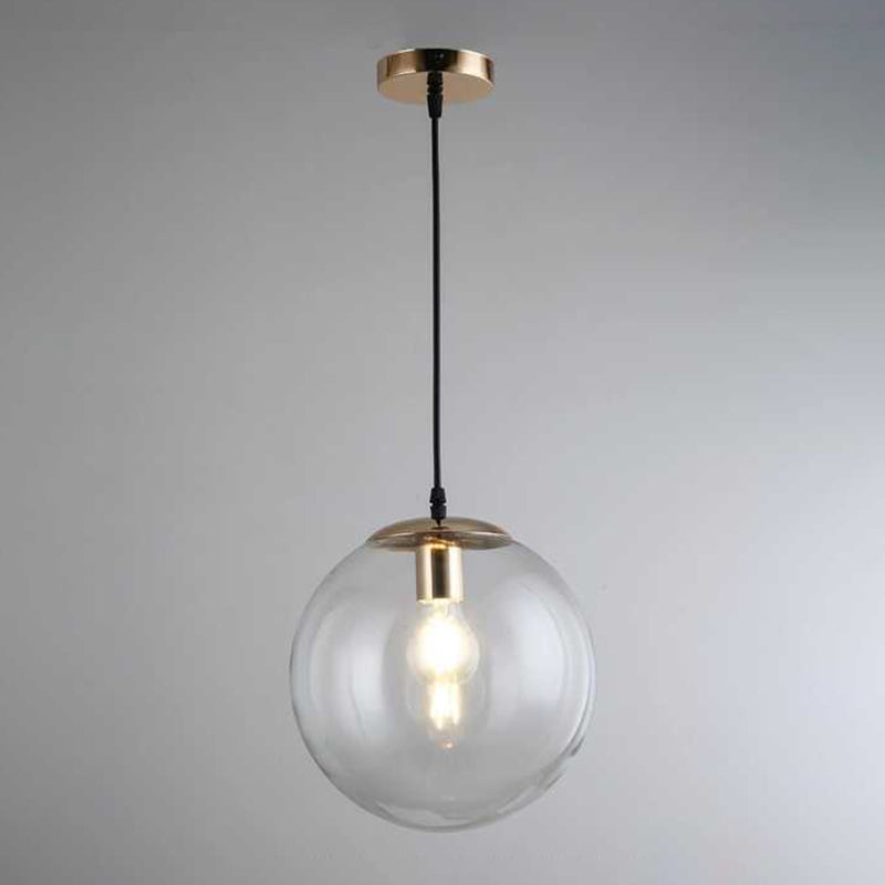 1 Light Round Hanging Ceiling Lights Industrial Style Glass Hanging Light Fixtures for Restaurant Clearhalo 'Ceiling Lights' 'Pendant Lights' 'Pendants' Lighting' 2618374