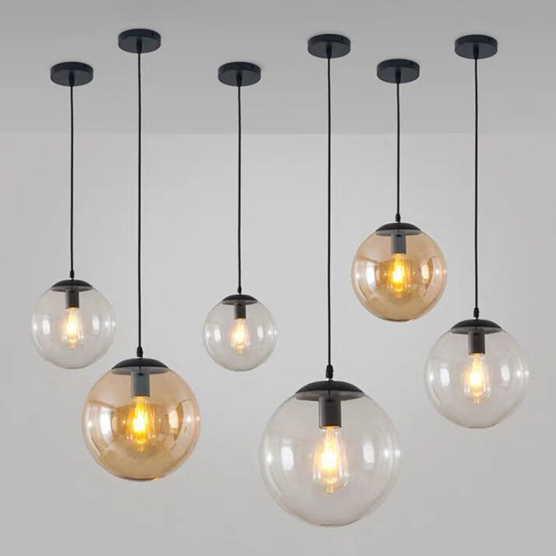 Taavita 1 Light Round Hanging Ceiling Light - Industrial Style Glass Hanging Light Fixtures for Restaurant