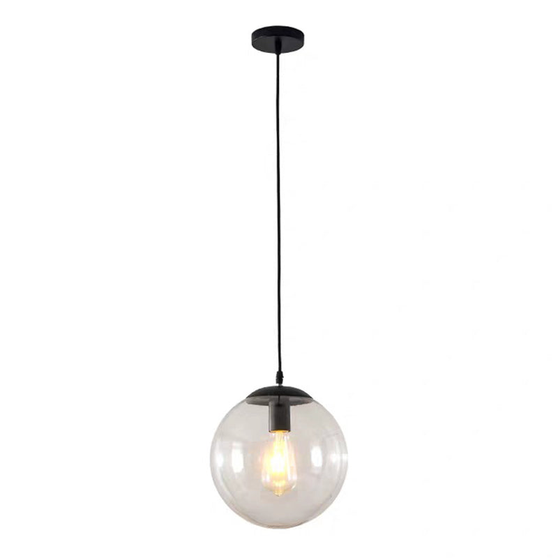 1 Light Round Hanging Ceiling Lights Industrial Style Glass Hanging Light Fixtures for Restaurant Clearhalo 'Ceiling Lights' 'Pendant Lights' 'Pendants' Lighting' 2618381