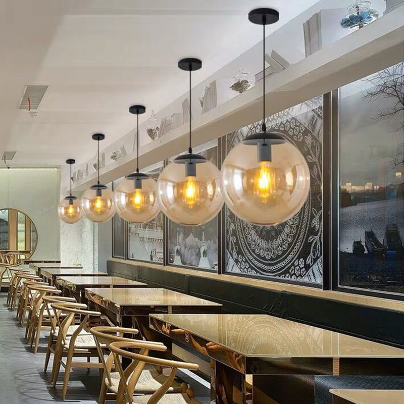 Taavita 1 Light Round Hanging Ceiling Light - Industrial Style Glass Hanging Light Fixtures for Restaurant