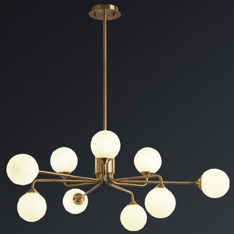Modos Chandelier Lighting Fixture Simplicity White Glass Brass Finish Ceiling Light for Living Room Clearhalo 'Ceiling Lights' 'Chandeliers' Lighting' 2618869