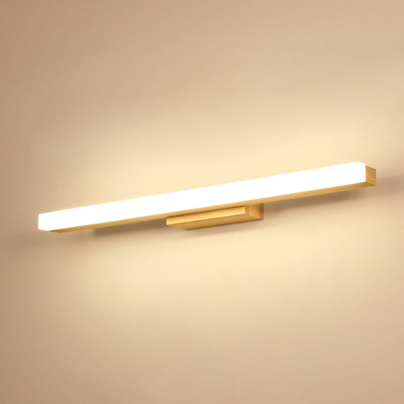 Taavita Rectangular Vanity Wall Light in Nordic Minimalist Style Made of Wood - Single Vanity Light