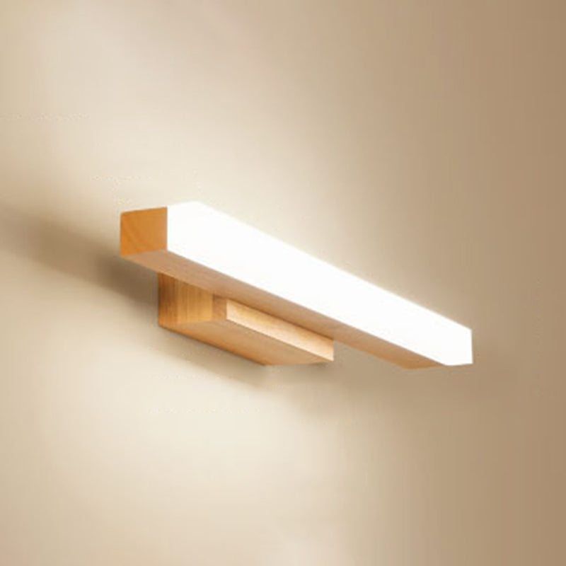 Rectangular Vanity Wall Light Nordic Minimalist Style Wood Single Vanity Light Clearhalo 'Vanity Lights' 'Wall Lights' Lighting' 2627311