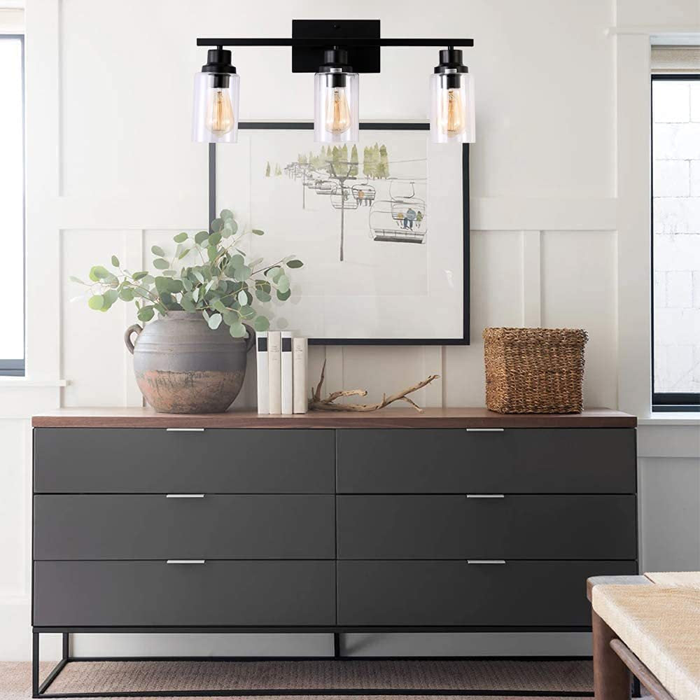 Taavita 3-Light Cylinder Bathroom Wall Lights Retro Industrial Style Glass Vanity Light