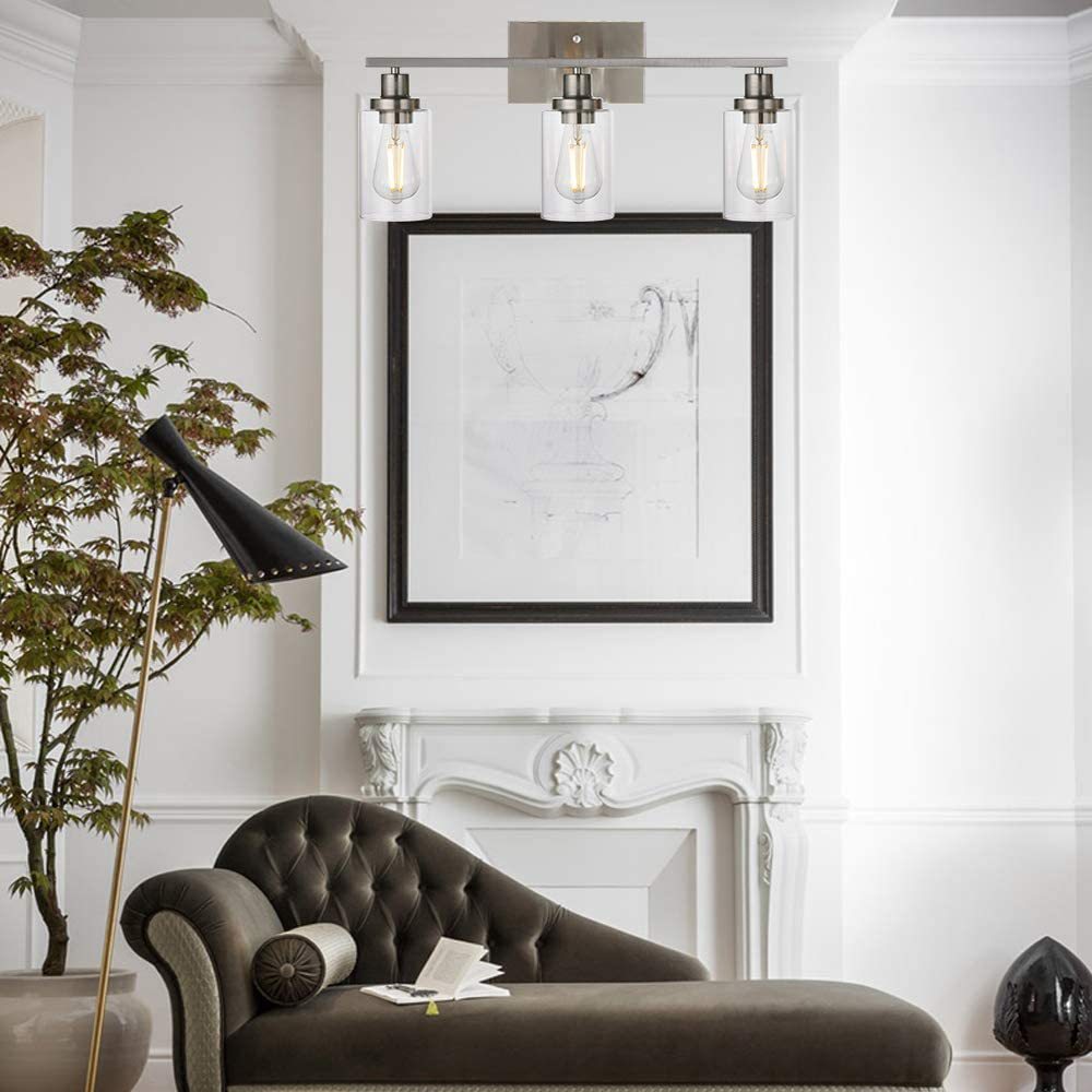 Taavita 3-Light Cylinder Bathroom Wall Lights Retro Industrial Style Glass Vanity Light