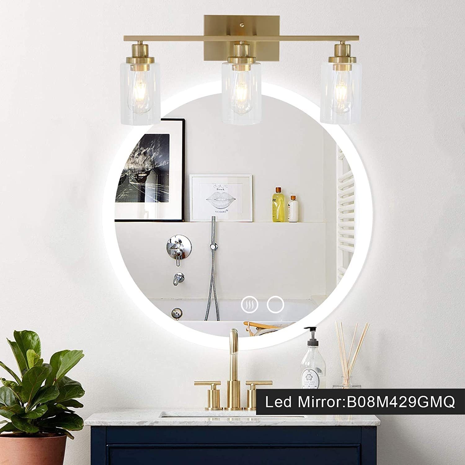 Taavita 3-Light Cylinder Bathroom Wall Lights Retro Industrial Style Glass Vanity Light