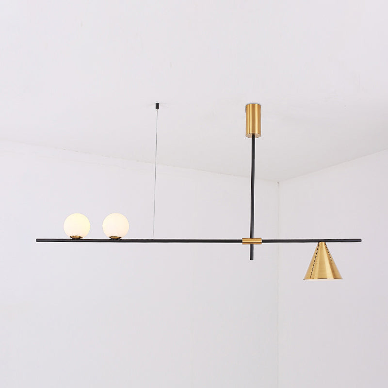 Modern Minimalist Linear Chandelier Light Fixture Spherical White Glass Ceiling Chandelier Clearhalo 'Ceiling Lights' 'Island Lights' 'Lighting' 2628477