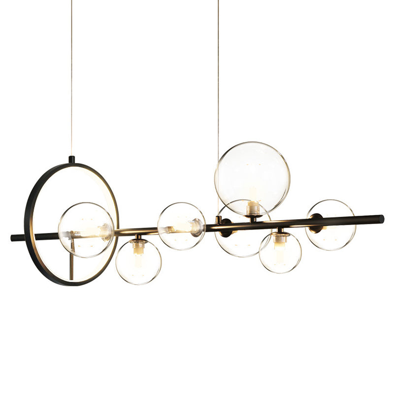 Modern Black Spherical Clear Glass Pendant Lighting for Island Ceiling Light over Dining Table