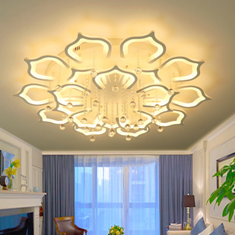 Taavita Flush Ceiling Light | Modern LED Acrylic Semi Flush Mount with Crystal Decor