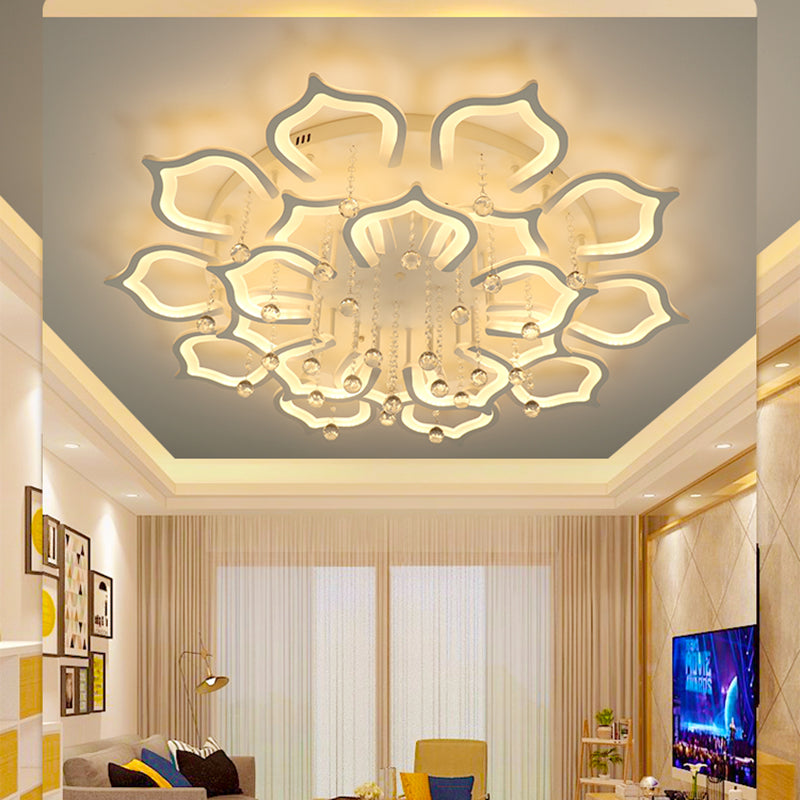 Taavita Flush Ceiling Light | Modern LED Acrylic Semi Flush Mount with Crystal Decor