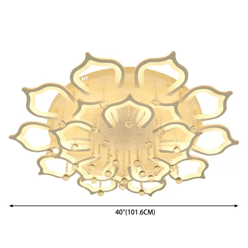 Taavita Flush Ceiling Light | Modern LED Acrylic Semi Flush Mount with Crystal Decor