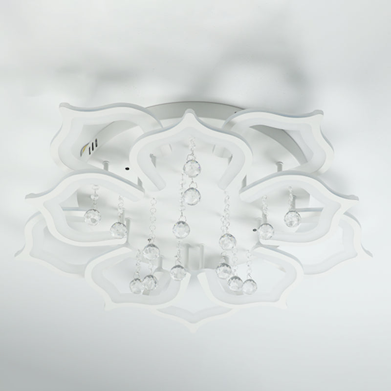 Taavita Flush Ceiling Light | Modern LED Acrylic Semi Flush Mount with Crystal Decor