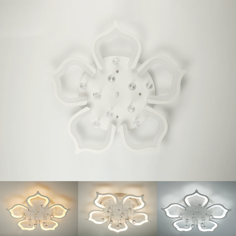 Taavita Flush Ceiling Light | Modern LED Acrylic Semi Flush Mount with Crystal Decor