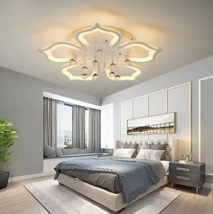 Taavita Flush Ceiling Light | Modern LED Acrylic Semi Flush Mount with Crystal Decor