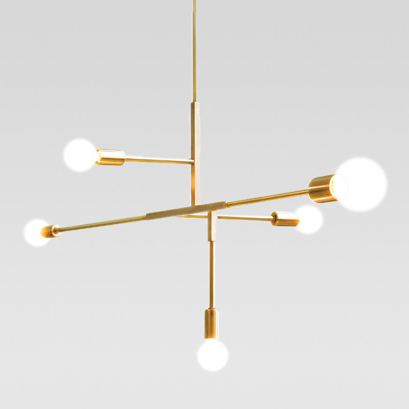 Modern Minimalist Linear Chandelier Light Fixture - Taavita White Glass 5 Light Ceiling Chandelier with Gold Black Accents