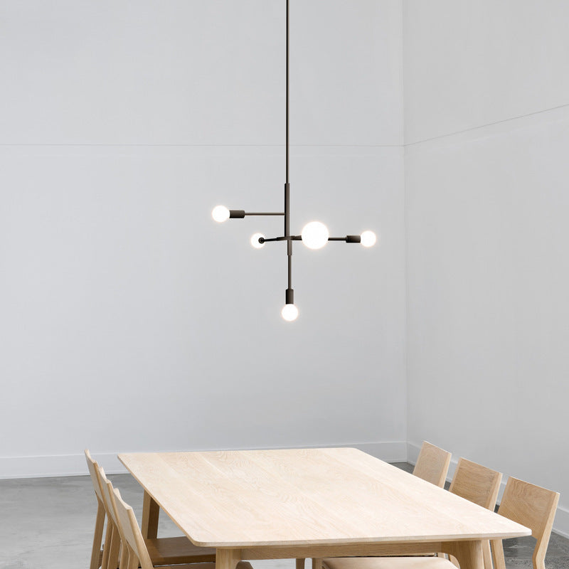 Modern Minimalist Linear Chandelier Light Fixture - Taavita White Glass 5 Light Ceiling Chandelier with Gold Black Accents