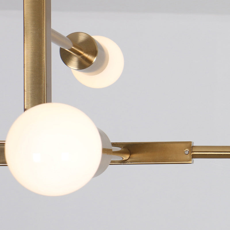 Modern Minimalist Linear Chandelier Light Fixture - Taavita White Glass 5 Light Ceiling Chandelier with Gold Black Accents