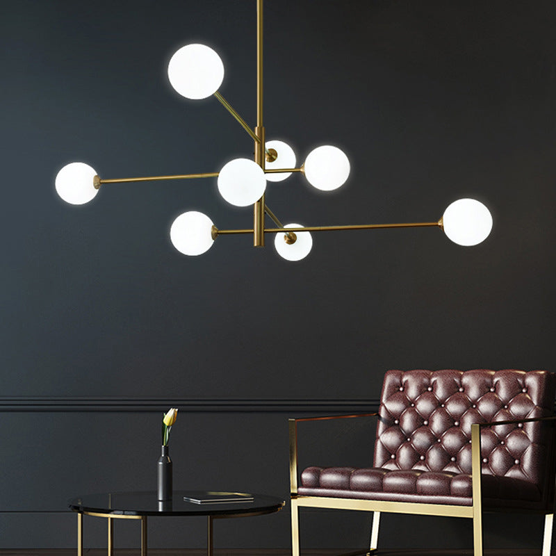 Taavita Post-Modern Metal Hanging Chandelier Light with Glass Shade Ceiling Chandelier in Gold for Living Room