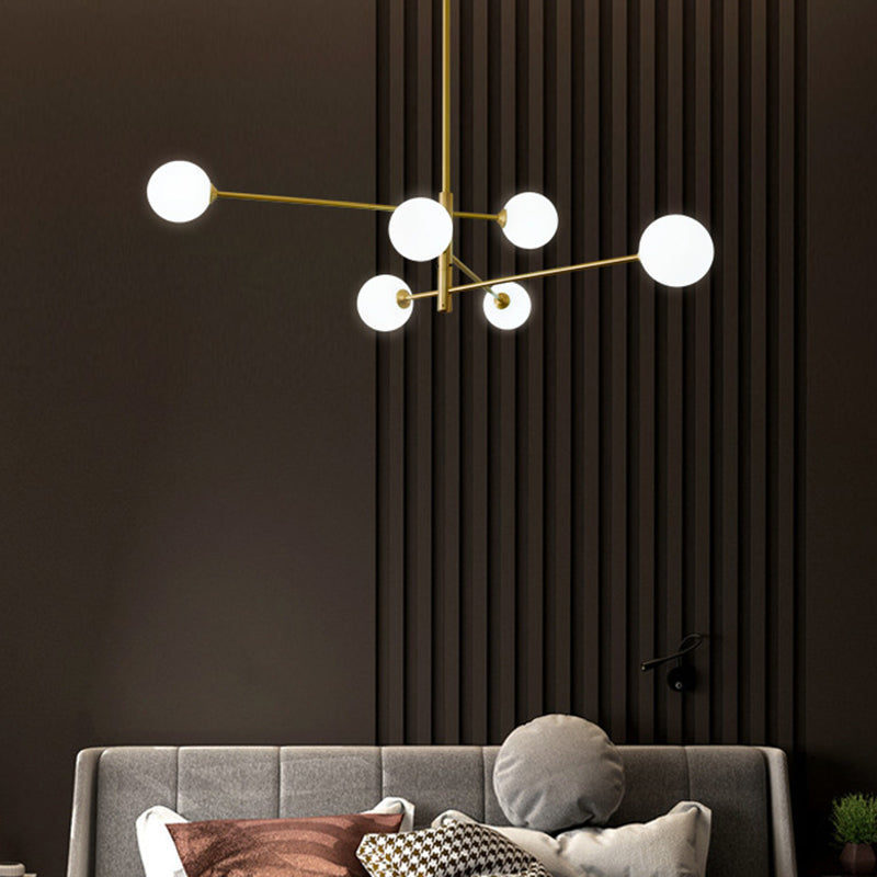 Taavita Post-Modern Metal Hanging Chandelier Light with Glass Shade Ceiling Chandelier in Gold for Living Room