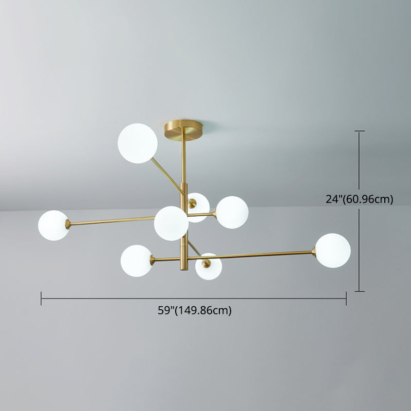 Taavita Post-Modern Metal Hanging Chandelier Light with Glass Shade Ceiling Chandelier in Gold for Living Room