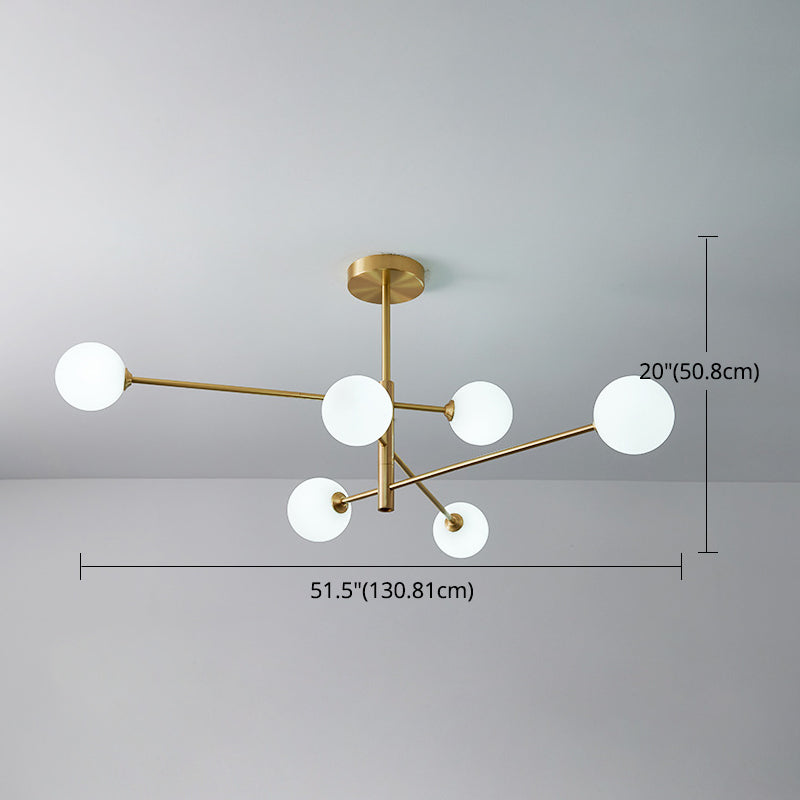 Taavita Post-Modern Metal Hanging Chandelier Light with Glass Shade Ceiling Chandelier in Gold for Living Room