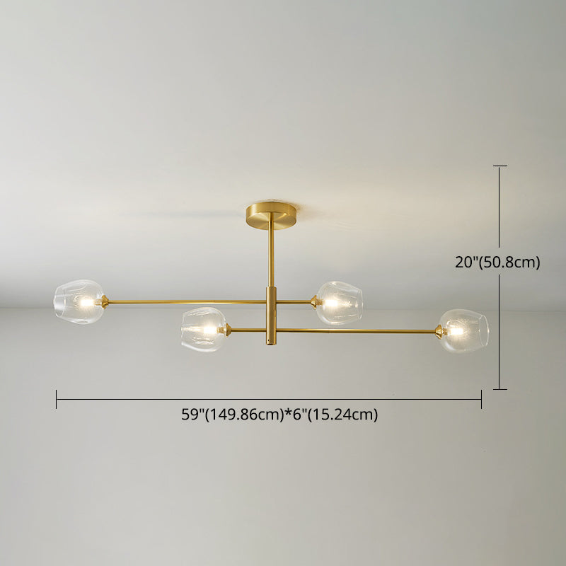 Taavita Post-Modern Metal Hanging Chandelier Light with Glass Shade Ceiling Chandelier in Gold for Living Room