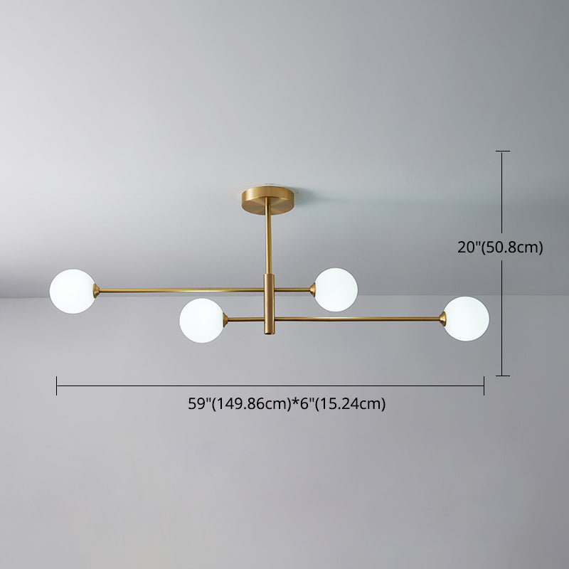 Taavita Post-Modern Metal Hanging Chandelier Light with Glass Shade Ceiling Chandelier in Gold for Living Room