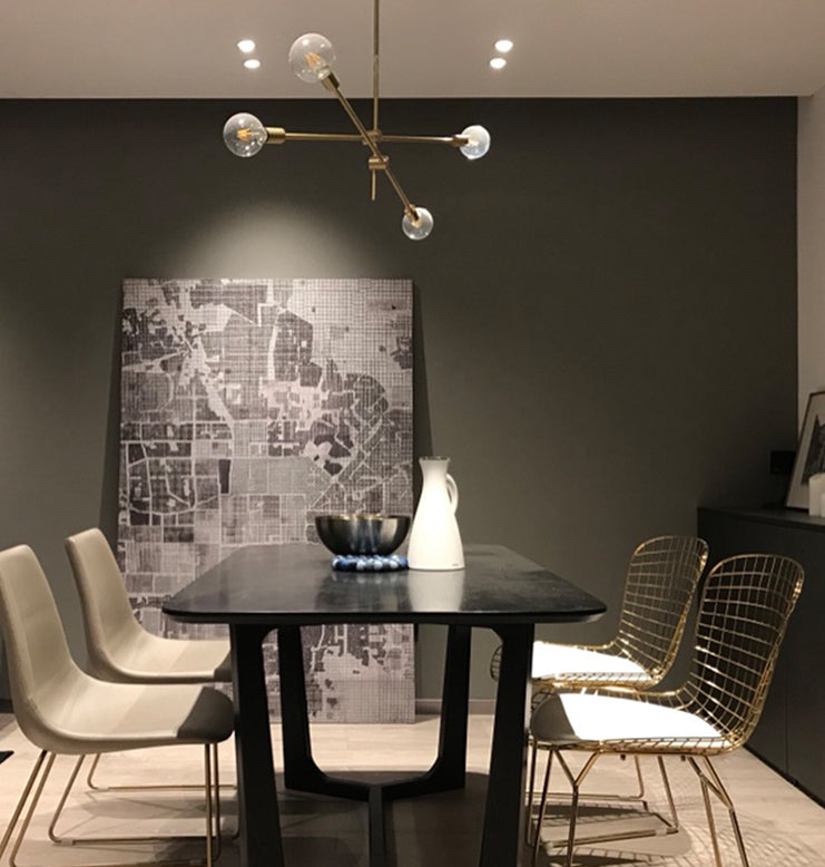 Taavita Post-Modern Metal Hanging Chandelier Light with Glass Shade Ceiling Chandelier in Gold for Living Room