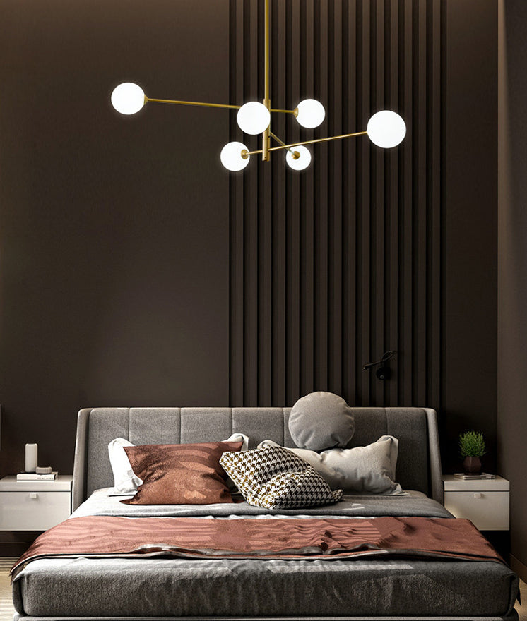 Taavita Post-Modern Metal Hanging Chandelier Light with Glass Shade Ceiling Chandelier in Gold for Living Room