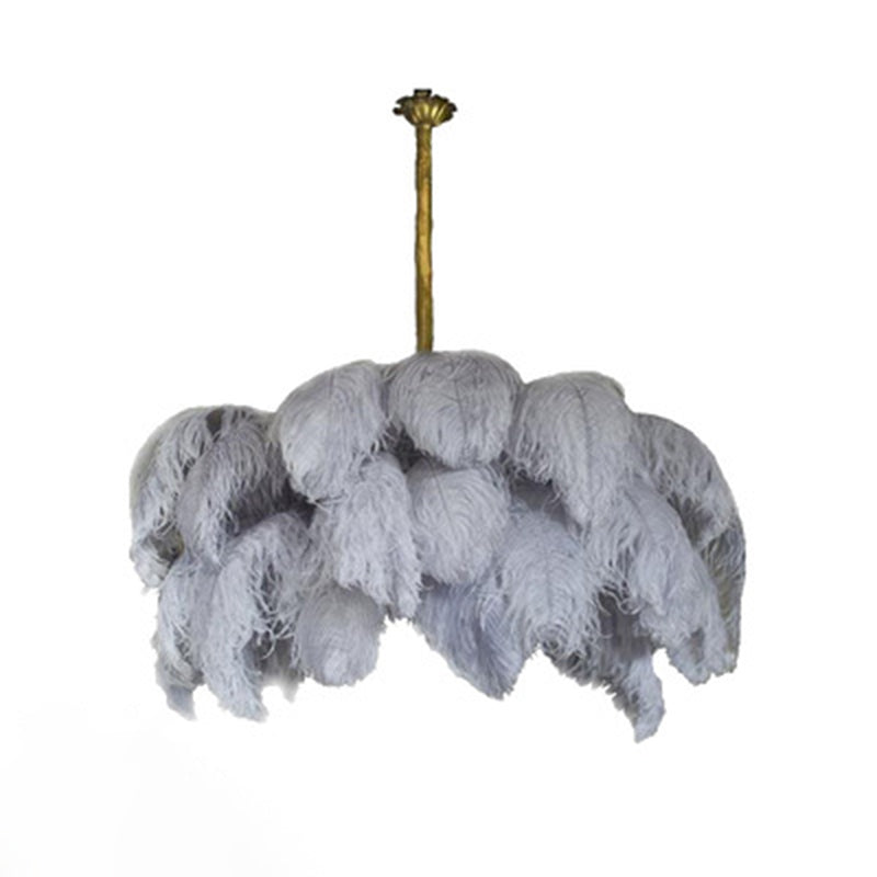 Taavita Feather Ceiling Chandelier Modern Nordic Creative 6 Light Hanging Ceiling Light for Bedroom