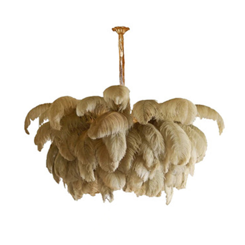 Ostrich Feather Ceiling Chandelier Modern Nordic Creative 5 Light Hanging Ceiling Light for Bedroom Clearhalo 'Ceiling Lights' 'Chandeliers' Lighting' options 2629883