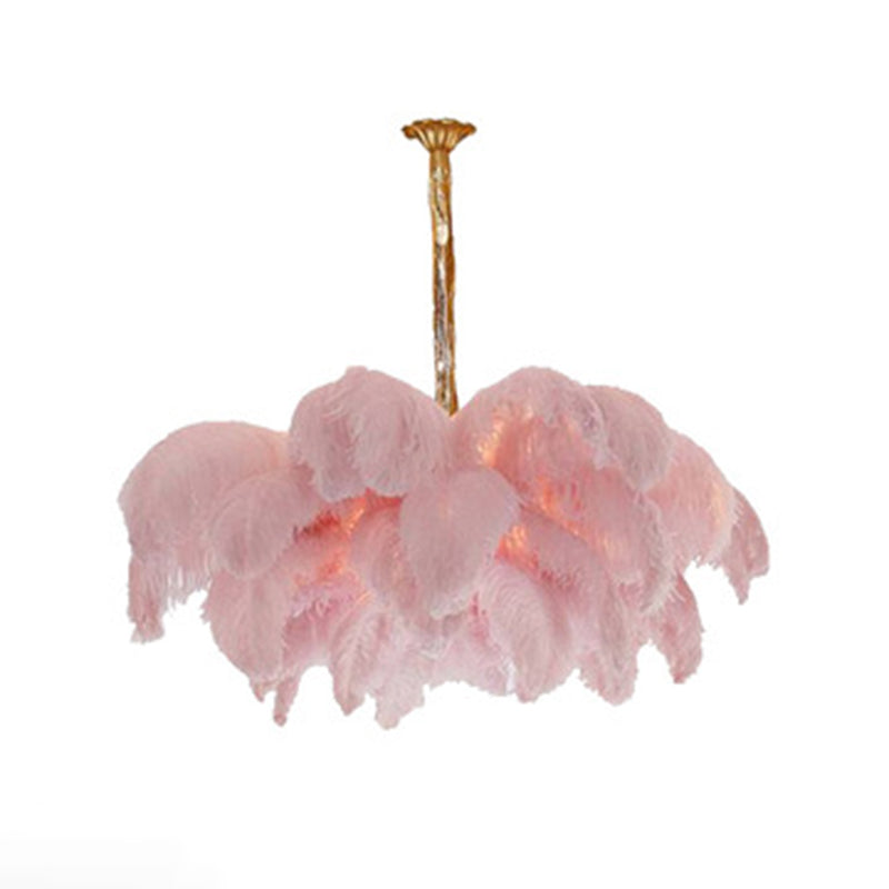 Ostrich Feather Ceiling Chandelier Modern Nordic Creative 5 Light Hanging Ceiling Light for Bedroom Clearhalo 'Ceiling Lights' 'Chandeliers' Lighting' options 2629894