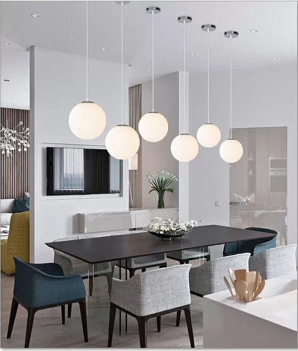 Taavita Light Modern Ball Hanging Light Simple White Glass Ceiling Pendant for Clothing Store
