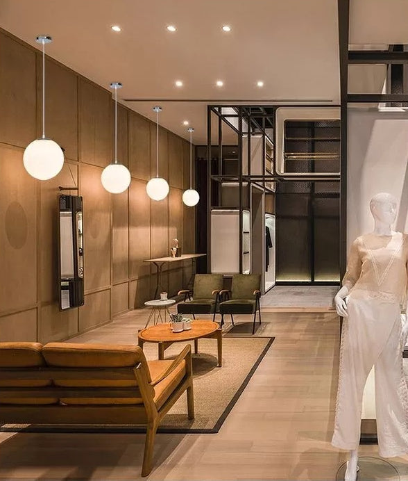 Taavita Light Modern Ball Hanging Light Simple White Glass Ceiling Pendant for Clothing Store