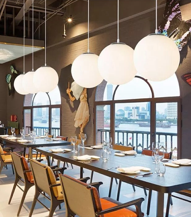 Taavita Light Modern Ball Hanging Light Simple White Glass Ceiling Pendant for Clothing Store