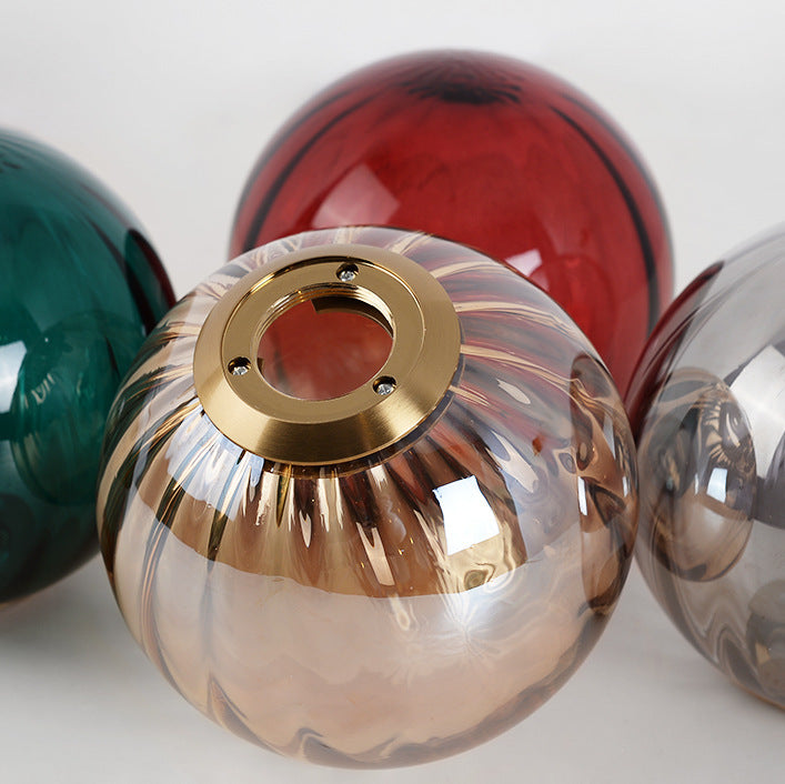 Taavita 1 Light Round Hanging Ceiling Light Fixture - Post-Modern Water Glass Pendant for Restaurant in Smoke Gray Purple Blue Amber