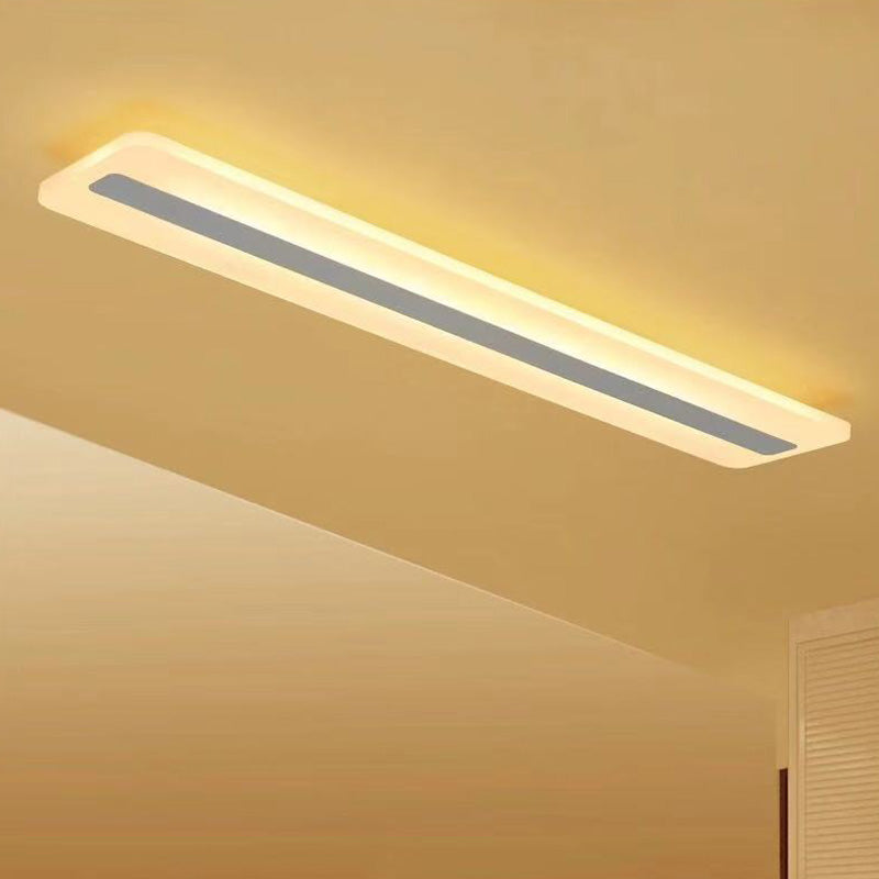 Minimalist LED White Acrylic Linear Flush Mount Ceiling Light Fixture - Ceiling Mounted, 39" Length, 6" Width