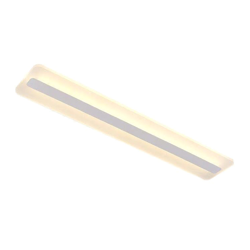 Minimalist LED White Acrylic Linear Flush Mount Ceiling Light Fixture - Ceiling Mounted, 39" Length, 6" Width