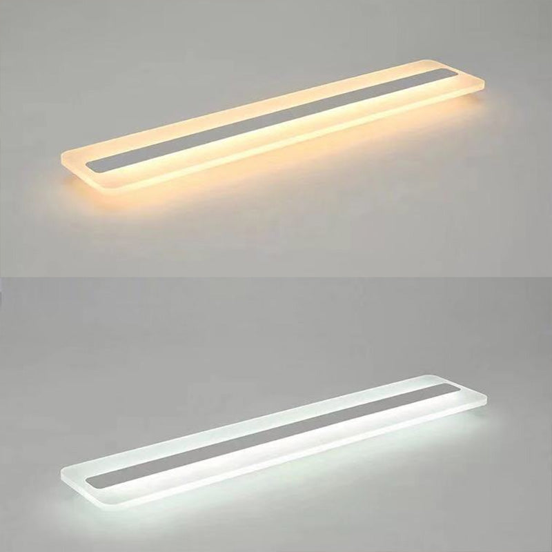 Minimalist LED White Acrylic Linear Flush Mount Ceiling Light Fixture - Ceiling Mounted, 39" Length, 6" Width