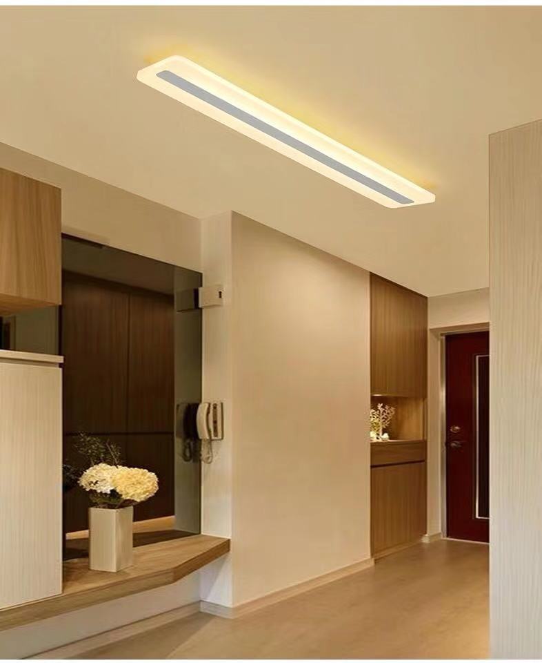 Minimalist LED White Acrylic Linear Flush Mount Ceiling Light Fixture - Ceiling Mounted, 39" Length, 6" Width