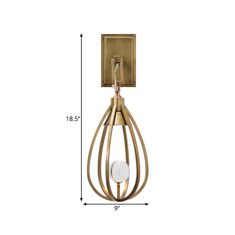 1 Head Modern Gold Finish Metallic Surface Wall Sconce Wire Teardrop Wall Mount Light